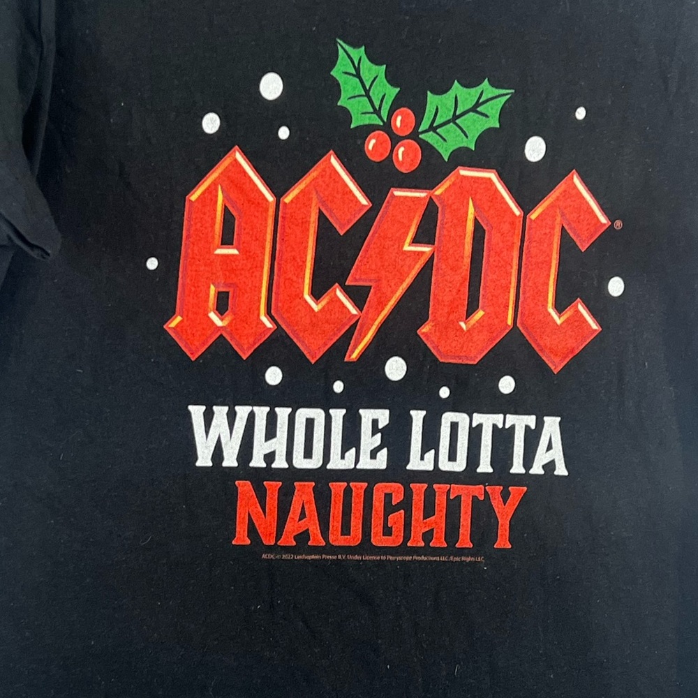ACDC Christmas Whole Lota Naughty Graphic  Black T-Shirt  Women Size large - Picture 9 of 11